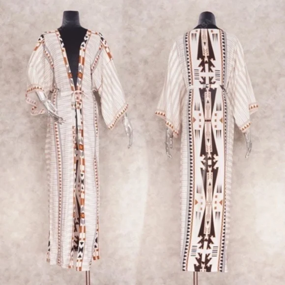SOLD OUT Western Aztec Boho Tribal Kimono Duster Wrap - Picture 4 of 4